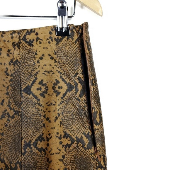 Veda Leather Skirt Medium Python Snake Animal Print Above Knee Side Zip Mini - Picture 6 of 8